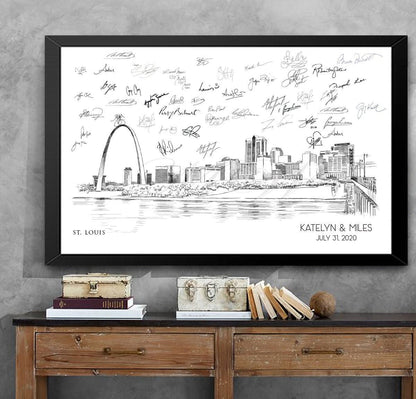 St. Louis Wedding Guestbook, Alternative Guest Book Sign-in, Skyline, Wedding Guestbook, Unique Guest Book Alternative, Gift for couple