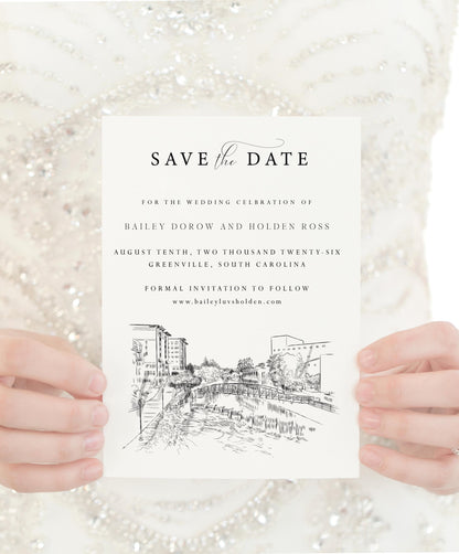 Greenville Wedding Save the Date Cards, Wedding Save the Dates, STD, South Carolina, SC (set of 25)