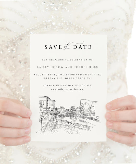 Greenville Wedding Save the Date Cards, Wedding Save the Dates, STD, South Carolina, SC (set of 25)