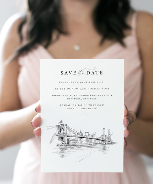 New York Bridge Save the Dates, NY Wedding, ny, save the date cards, NYC wedding, STD  (set of 25 cards)