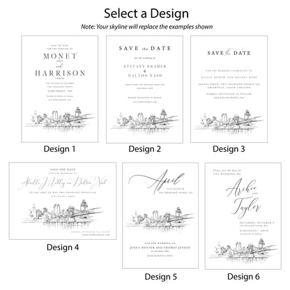 New Orleans Save the Dates, STD, Save the Date Cards, Wedding, Weddings, Skyline (set of 25 cards)