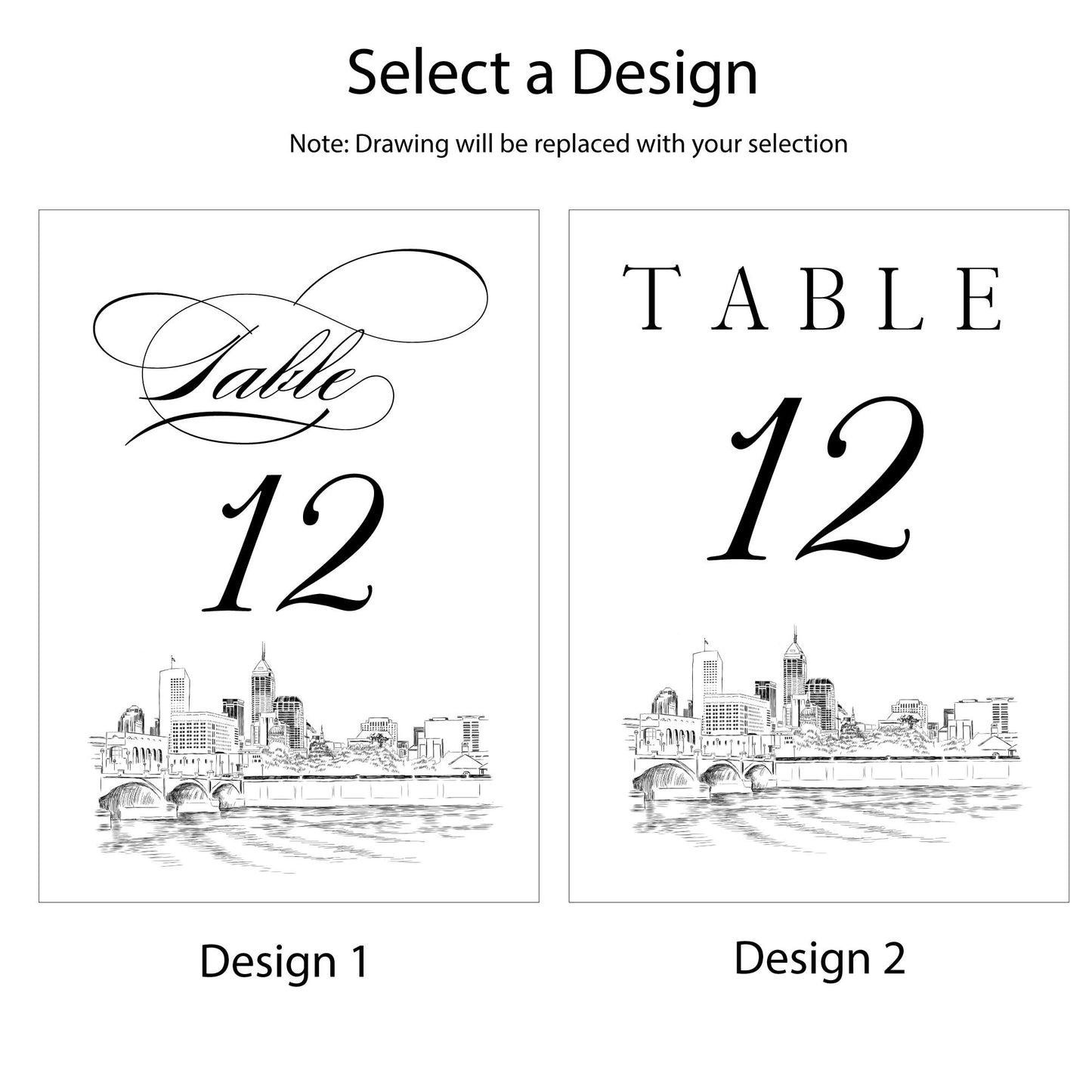 Pittsburgh Skyline Table Numbers, Pittsburgh Wedding, PA, Wedding Reception (Sold in sets of 10)