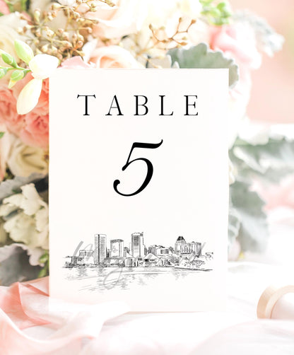 Baltimore Skyline Table Numbers, Wedding Table, Table Number Wedding, Baltimore Wedding (1-10)