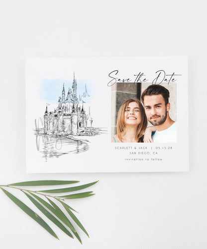 Disney Castle Photo Save the Dates, Fairytale Wedding Save the Date Cards, Weddings, STD (set of 25 cards)