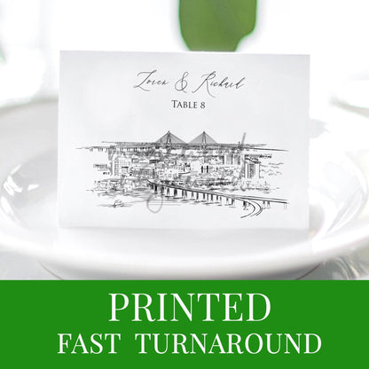 Charleston Printed Place Cards, Personalized Placecards, Fast Turnaround, Wedding Placecards, South Carolina, (Sold in sets of 25 Cards)