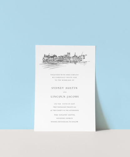 Savannah Wedding Invitation, Savannah Destination Wedding, Georgia Wedding, Invite (Sold in Sets of 10)