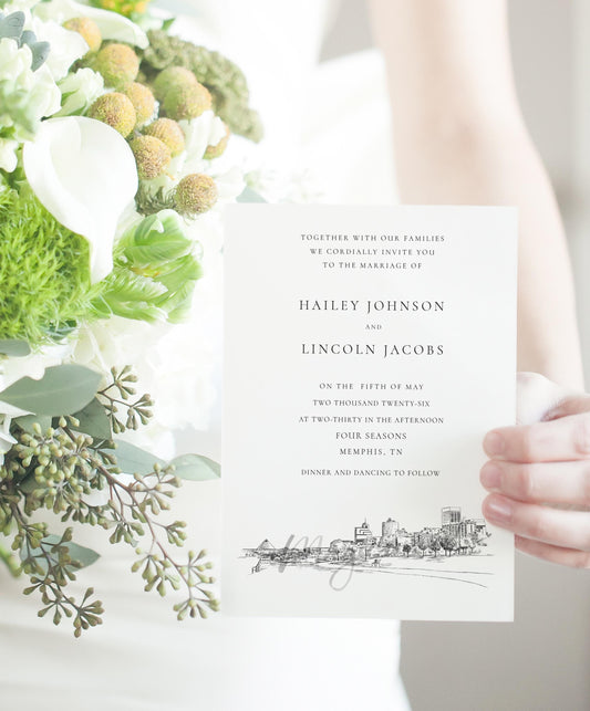 Memphis Skyline Wedding Invitations Pyramid View, Memphis Wedding, Memphis Invite & RSVP