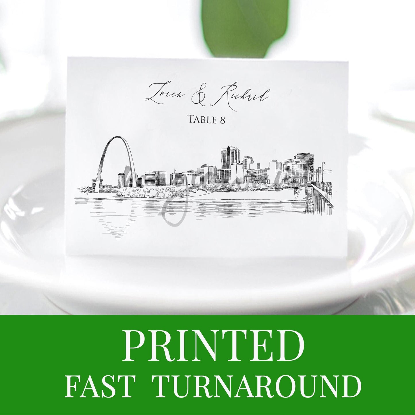 St. Louis Printed Place Cards, Wedding Placecards, Personalized with Guests Names, Fast Turnaround,  (Sold in sets of 25 Cards)