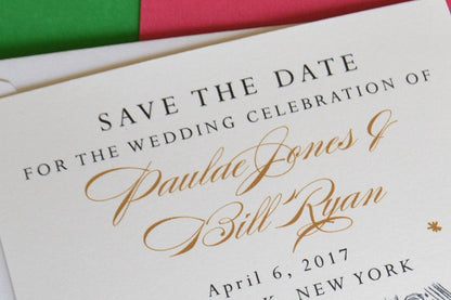 NYC 5th Ave Clock Skyline Starry Night Hand Drawn Save the Date Cards (set of 25 cards)