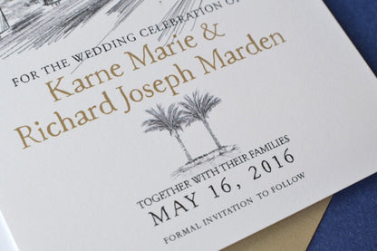 Palm Springs Sign & Palm Trees Skyline Save the Date Cards (set of 25 cards)