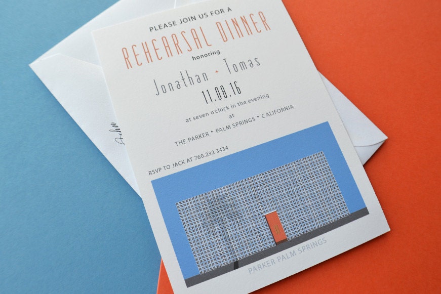 The Parker Palm Springs Destination Weddings Rehearsal Dinner Invitations (set of 25 cards)