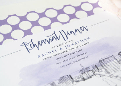 San Jose Skyline Rehearsal Dinner Invitations (set of 25 cards)