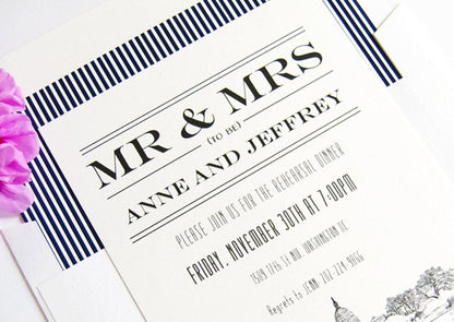 Washington DC Skyline Rehearsal Dinner Invitations (set of 25 cards)