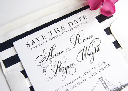 San Francisco Skyline Hand Drawn Save the Date Cards (set of 25 cards)