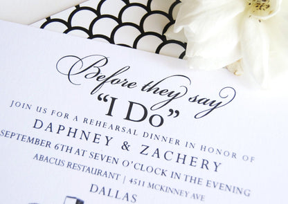 Dallas Skyline Hand Drawn Rehearsal Dinner Invitations (set of 25 cards)