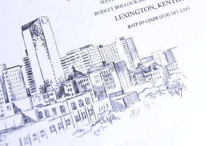 Lexington, KY Skyline Rehearsal Dinner Invitations (set of 25 cards)