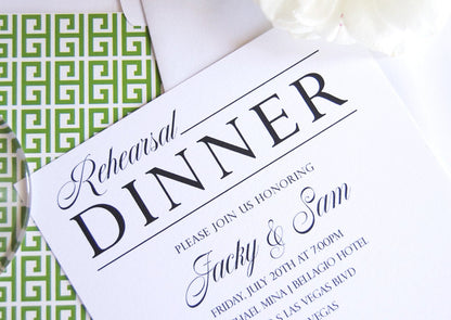 Bellagio Hotel Rehearsal Dinner Invitations, Las Vegas Skyline  (set of 25 cards)