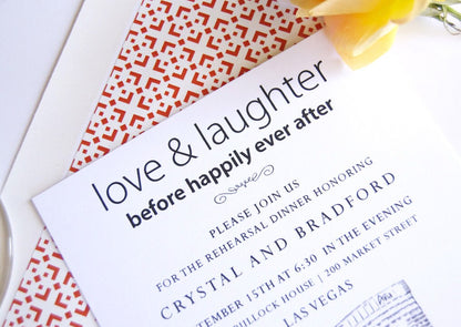 Aria Hotel Las Vegas Skyline Rehearsal Dinner Invitations (set of 25 cards)