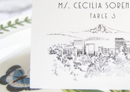Portland Head Light House Skyline Blank Folded Place Cards (Set of 25 Cards)