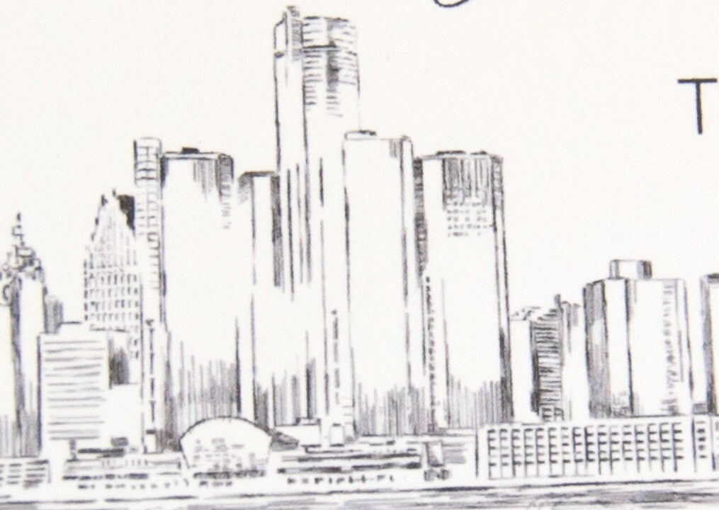 Detroit Skyline Folded Place Cards (Set of 25 Cards)