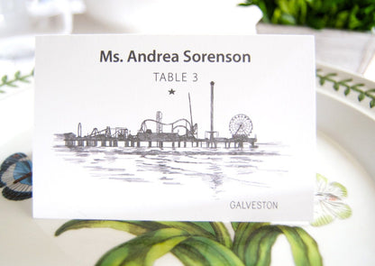 Galveston Skyline Folded Place Cards (Set of 25 Cards)