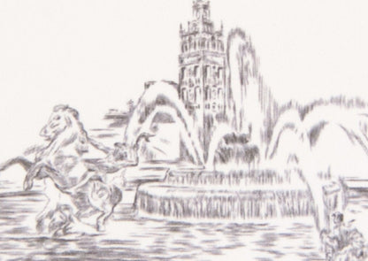 Kansas City Fountain Skyline Folded Place Cards (Set of 25 Cards)