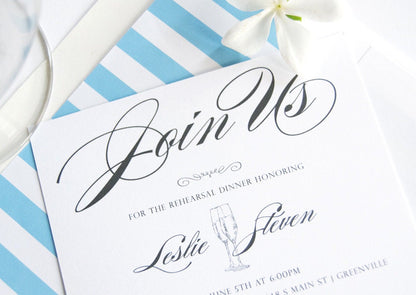 Greenville Skyline Rehearsal Dinner Invitations, South Carolina, SC, Rehearse, Wedding (set of 25 cards)