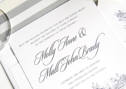 Riviera Palm Springs Destination Wedding Invitation Package (Sold in Sets of 10 Invitations, RSVP Cards + Envelopes)