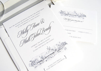 Riviera Palm Springs Destination Wedding Invitation Package (Sold in Sets of 10 Invitations, RSVP Cards + Envelopes)