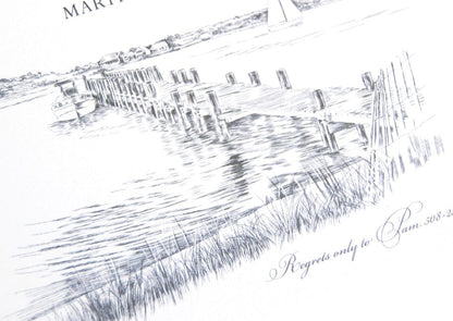 Martha's Vineyard Skyline Rehearsal Dinner Invitations (set of 25 cards)