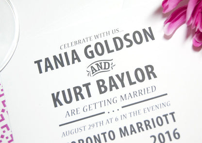 Toronto Flatiron Building Skyline Hand Drawn Wedding Invitations Package (Sold in Sets of 10 Invitations, RSVP Cards + Envelopes)