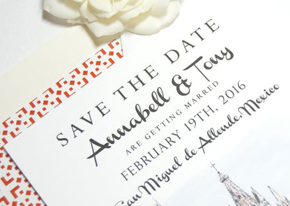 San Miguel, Mexico Skyline Destination Wedding Watercolors Save the Date Cards (set of 25 cards)