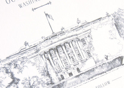 Washington DC Skyline, White House Wedding Save the Dates (set of 25 cards)