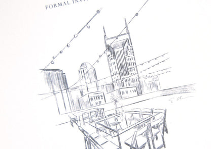 Nashville Skyline, Aerial Rooftop, Tennessee Save the Dates (set of 25 cards)