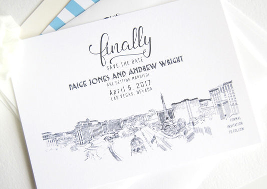 Las Vegas Skyline Destination Wedding Save the Date Cards, STD, Save the Dates (set of 25 cards)