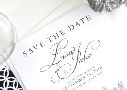 Mandalay Bay Las Vegas Skyline Destination Wedding Save the Date Cards, Las Vegas Wedding  (set of 25 cards)