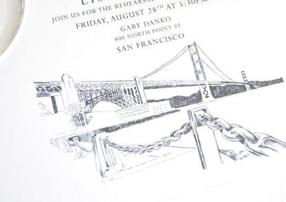 San Francisco Skyline Rehearsal Dinner Invitations (set of 25 cards)