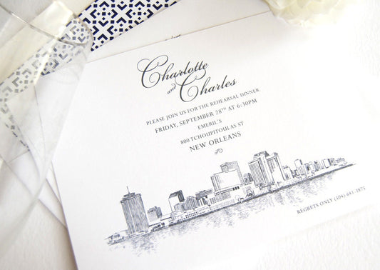 New Orleans Rehearsal Dinner Invitations, New Orleans Wedding, Rehearsal Dinner New Orleans (set of 25 cards)