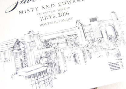 Montreal Skyline Wedding Save the Date Cards (set of 25 cards)