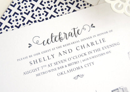 Oklahoma City Skyline Weddings Rehearsal Dinner Invitations (set of 25 cards)