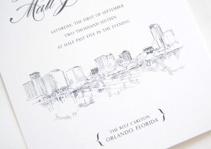 Orlando Skyline Wedding Invitation Package (Sold in Sets of 10 Invitations, RSVP Cards + Envelopes)