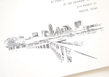 Austin, Texas Skyline Wedding Invitations Package (Sold in Sets of 10 Invitations, RSVP Cards + Envelopes)