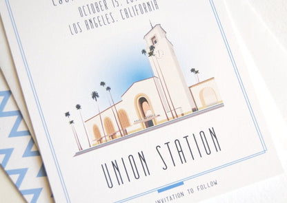 Los Angeles Union Station, Train Station, Los Angeles Graphic Save the Date Cards (set of 25 cards)