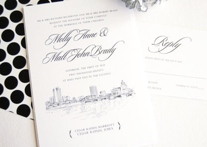 Cedar Rapids Wedding Invitation Package (Sold in Sets of 10 Invitations, RSVP Cards + Envelopes)