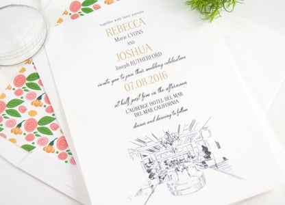 L'Auberge Del Mar Wedding Invitations  (Sold in Sets of 10 Invitations, RSVP Cards + Envelopes)