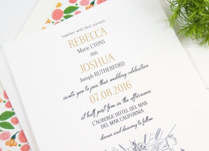 L'Auberge Del Mar Wedding Invitations  (Sold in Sets of 10 Invitations, RSVP Cards + Envelopes)