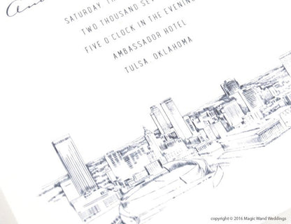 Tulsa Skyline Wedding Invitations Package (Sold in Sets of 10 Invitations, RSVP Cards + Envelopes)