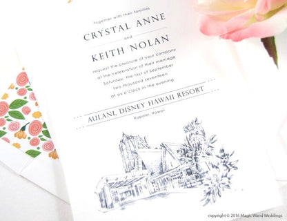 Aulani , Disney Resort Destination Wedding Invitations Package (Sold in Sets of 10 Invitations, RSVP Cards + Envelopes)