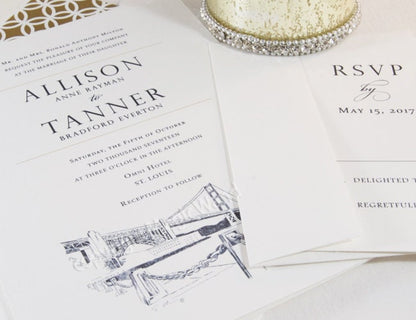 San Francisco Skyline Wedding Invitation, San Francisco Wedding, Invite (Sold in Sets of 10 Invitations, RSVP Cards + Envelopes)