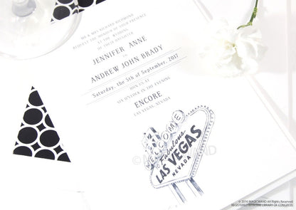 Las Vegas Sign Destination Wedding Invitations Package (Sold in Sets of 10 Invitations, RSVP Cards + Envelopes)